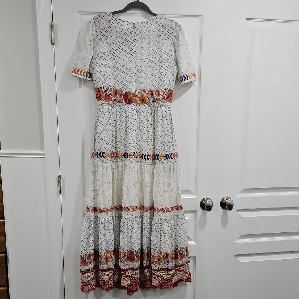 Bohme Embroidered Tiered Dress With Lace